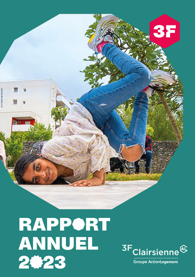 Couverture du rapport d'activité 2023 de Clairsienne (Groupe 3F)